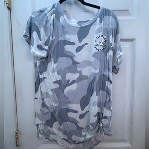 Hollister White and Gray Easy T-Shirt